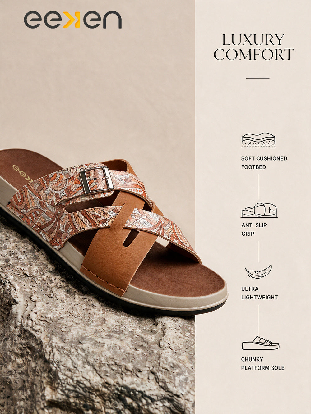 Eeken Women Lightweight Stylish Cross Strap Sandals