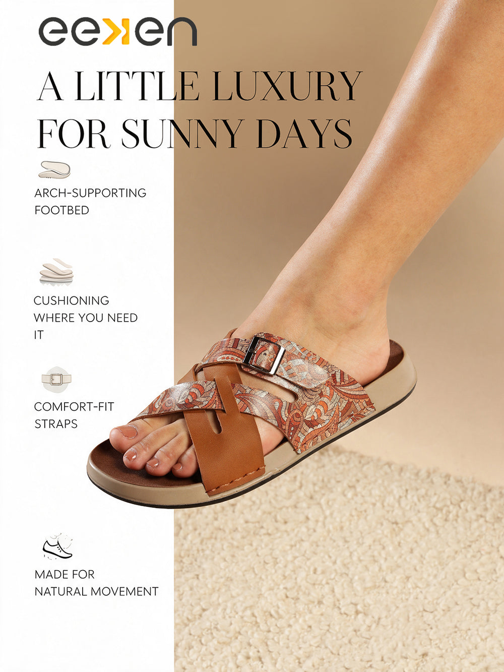 Eeken Women Lightweight Stylish Cross Strap Sandals