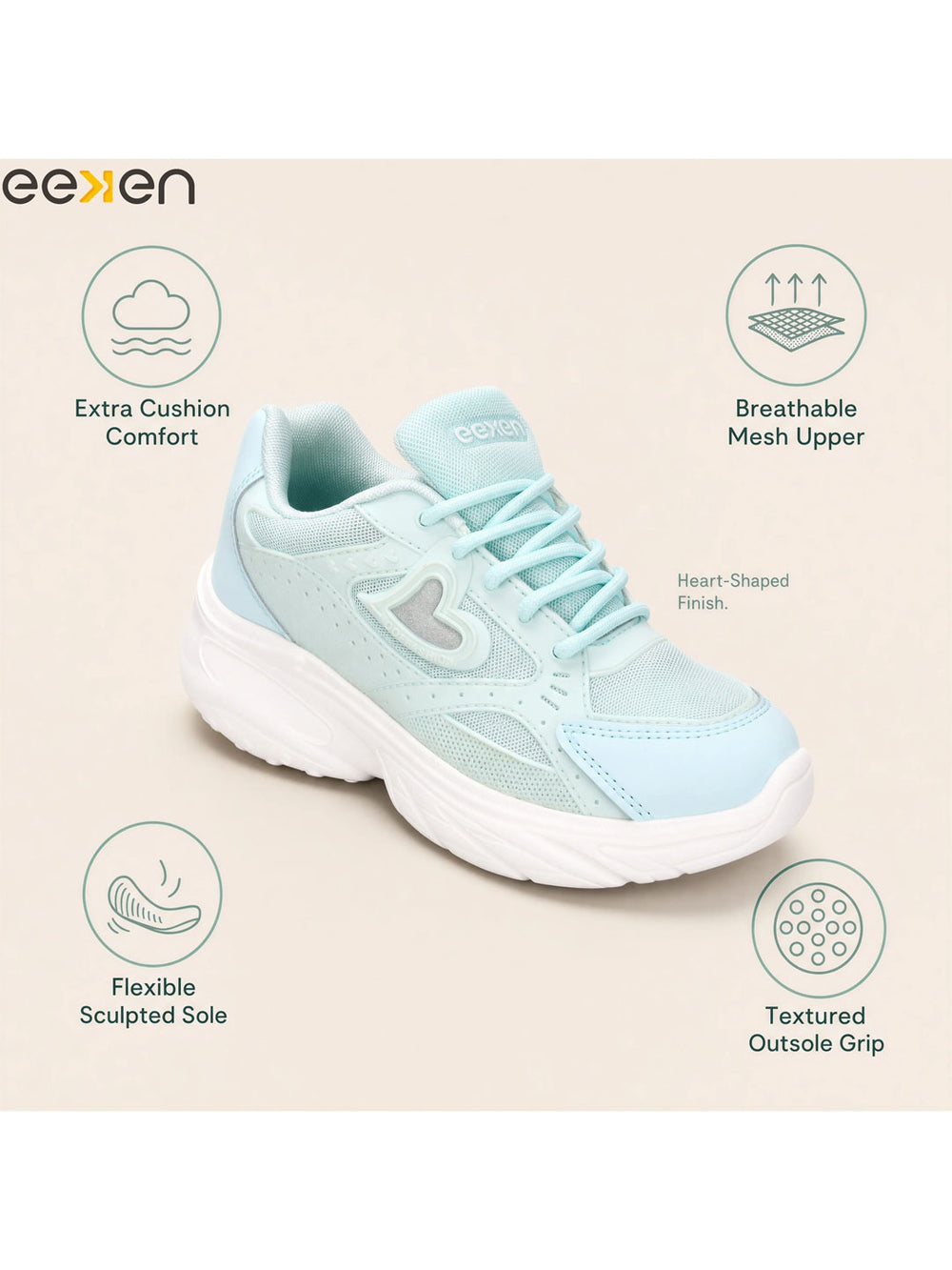 Paragon Eeken Women Comfortable Cushioned Sports Shoes with Heart Accent Design