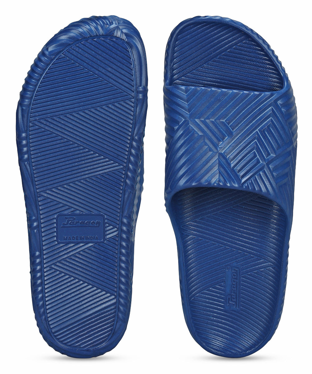Paragon EVK10924G Men's Waterproof Blue Sliders with Comfortable Sole