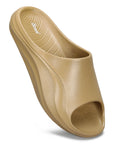 Paragon Men's Watreproof Beige Sliders with Comfortable Anti-Skid Sole