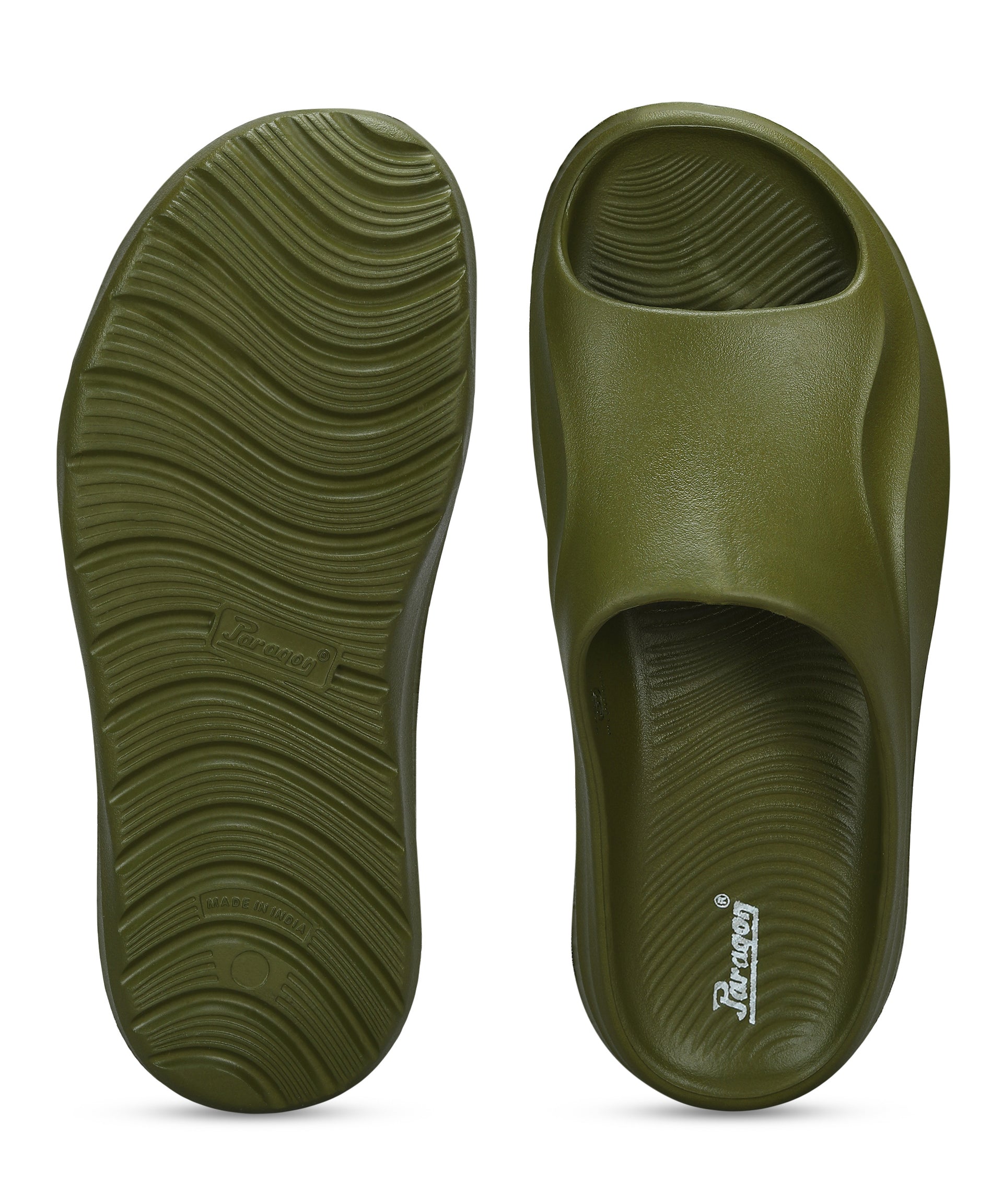 Paragon Men&#39;s Watreproof Green Sliders with Comfortable Anti-Skid Sole