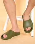 Paragon Men's Watreproof Green Sliders with Comfortable Anti-Skid Sole