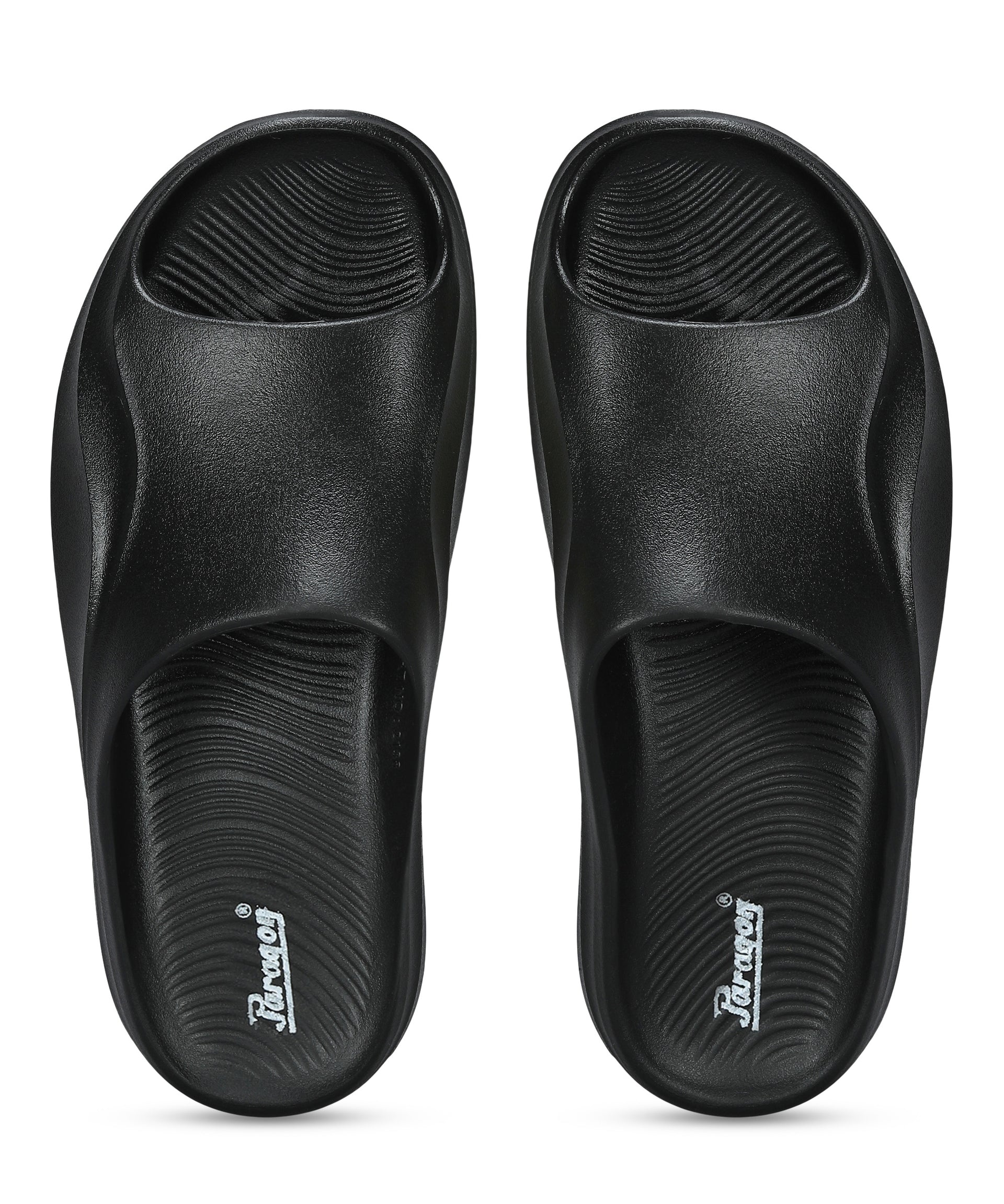 Paragon Men&#39;s Watreproof Black Sliders with Comfortable Anti-Skid Sole