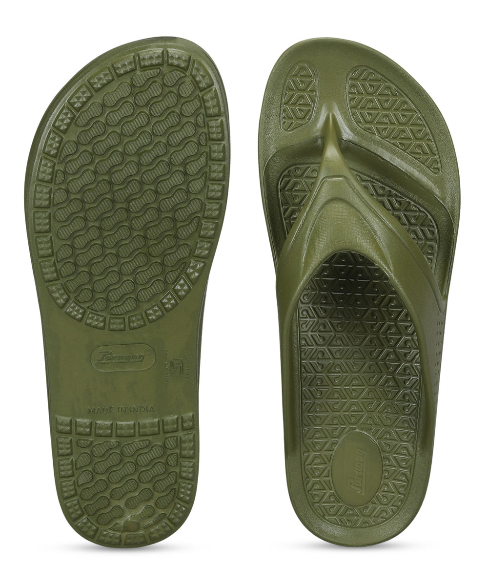 Paragon Men's Olive Green Slippers | Comfortable Everyday Use Slippers