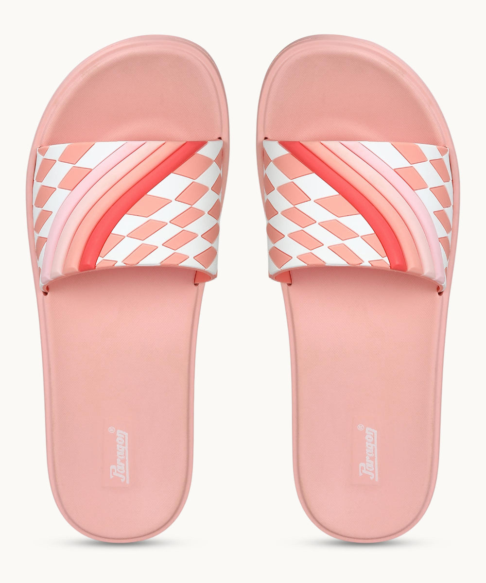 Paragon Women's Peach Sliders with Cushioned Sole for Everyday Use