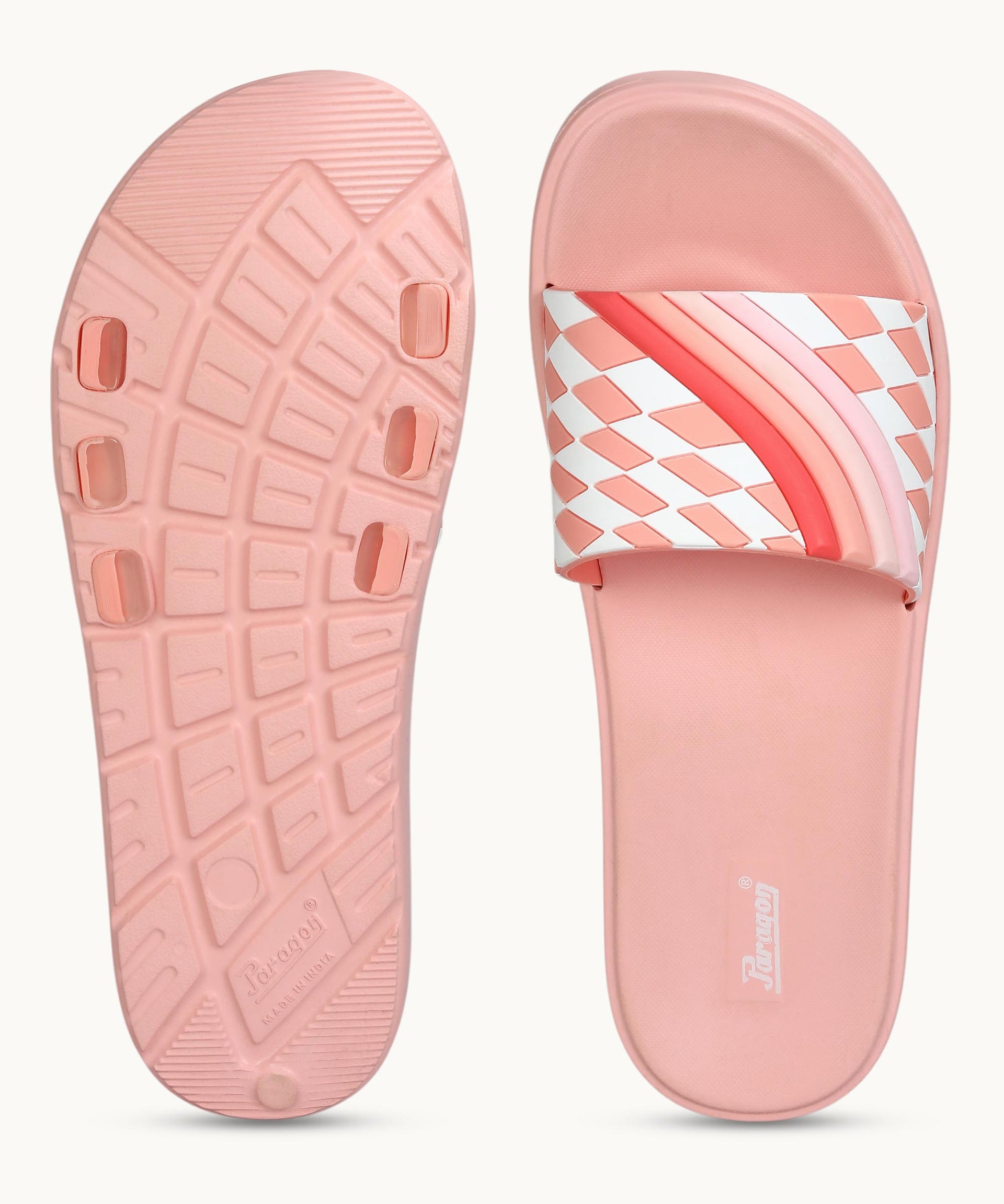Paragon Women&#39;s Peach Sliders with Cushioned Sole for Everyday Use