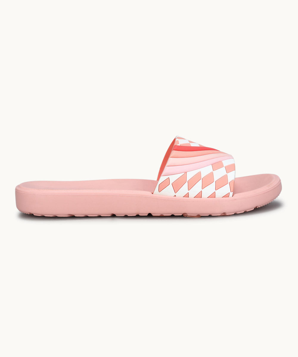 Paragon Women's Peach Sliders with Cushioned Sole for Everyday Use