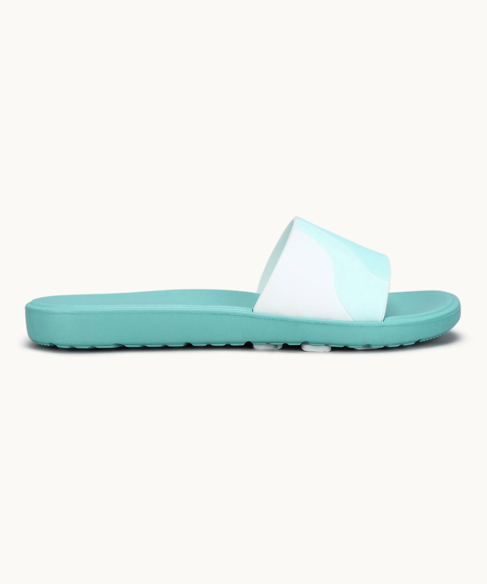 Paragon Women's Ice Green Sliders with Cushioned Sole for Everyday Use