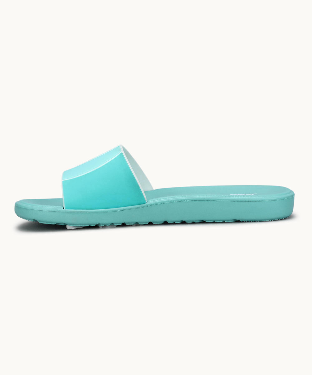 Paragon Women's Ice Green Sliders with Cushioned Sole for Everyday Use