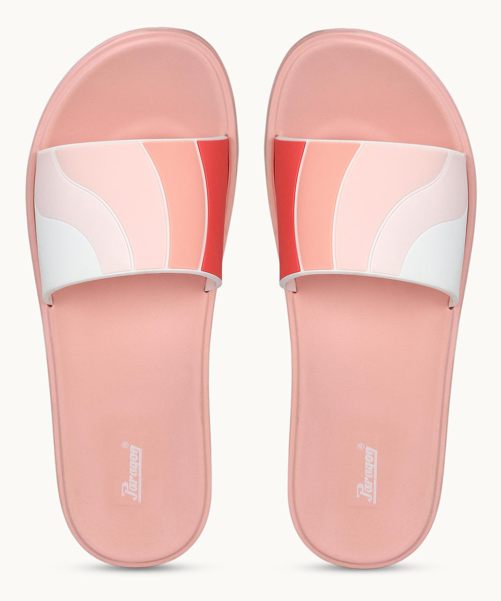 Paragon Women's Peach Sliders with Cushioned Sole for Everyday Use