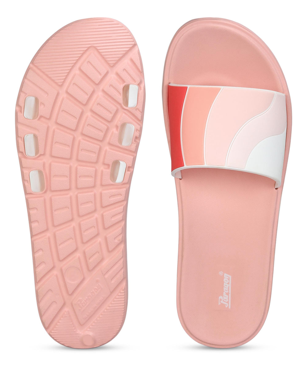 Paragon Women's Peach Sliders with Cushioned Sole for Everyday Use