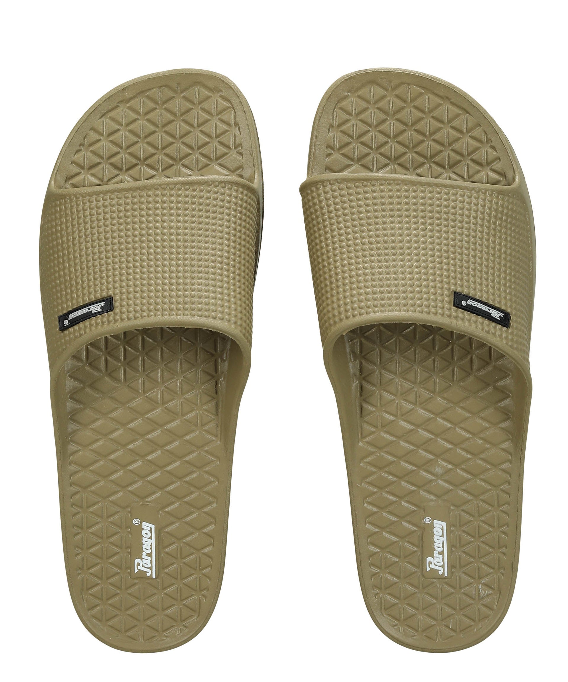 Paragon Men&#39;s Beige Sliders with Comfortable &amp; Durable Sole