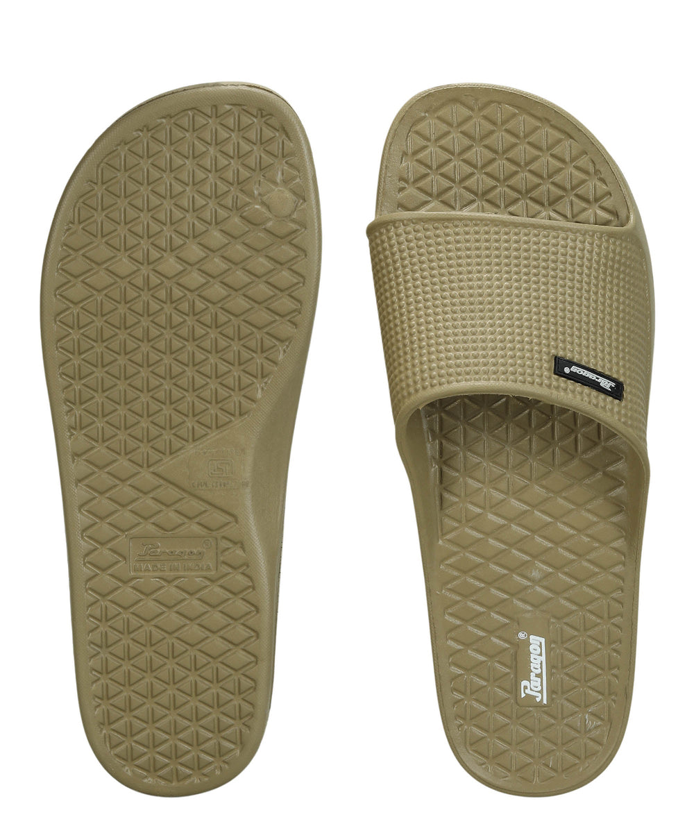 Paragon Men's Beige Sliders with Comfortable &amp; Durable Sole