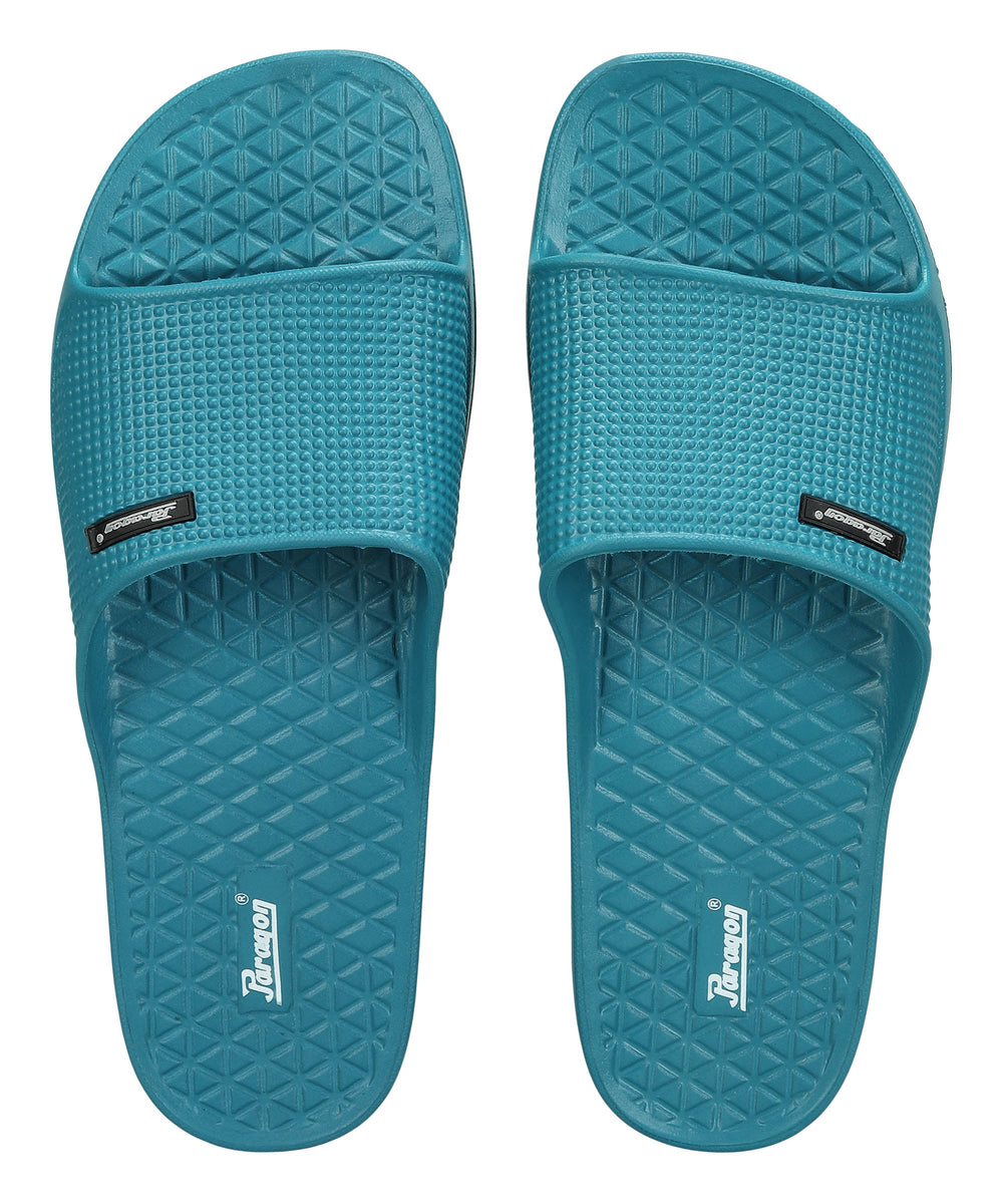 Paragon Men's Teal Blue Sliders with Comfortable &amp; Durable Sole