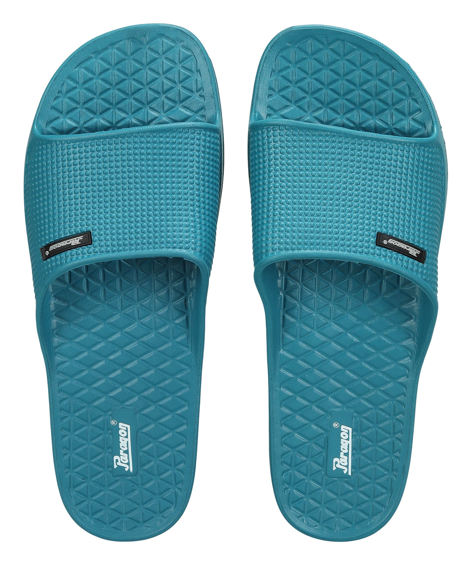 Paragon Men&#39;s Teal Blue Sliders with Comfortable &amp; Durable Sole