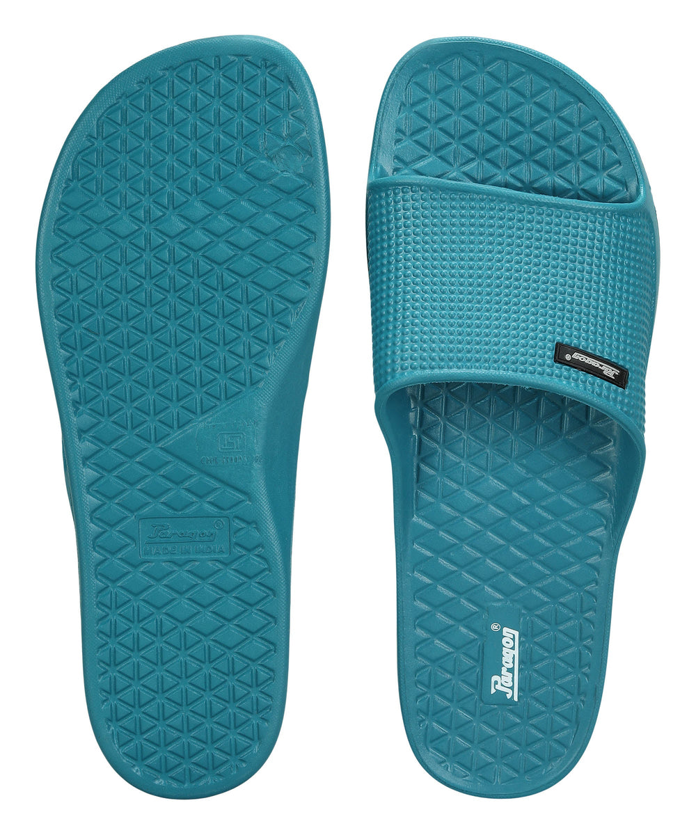 Paragon Men's Teal Blue Sliders with Comfortable &amp; Durable Sole