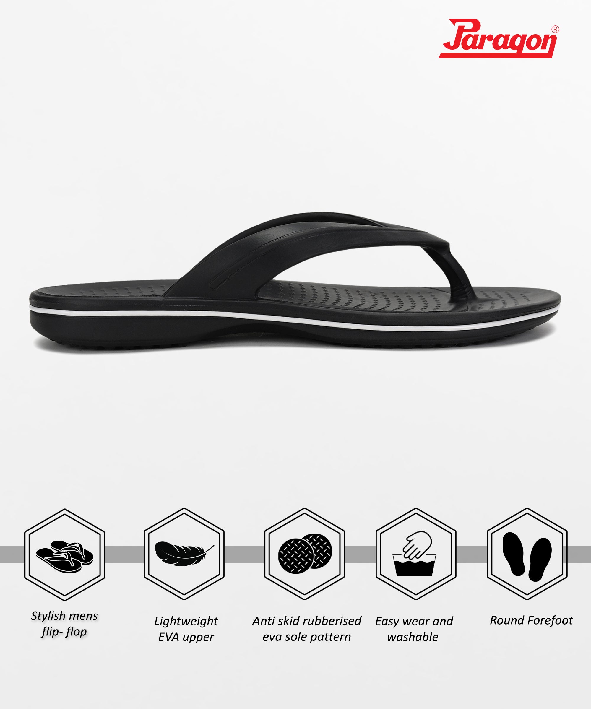 Paragon EVK1129G Men Stylish Lightweight Flipflops | Casual &amp; Comfortable Daily-wear Slippers for Indoor &amp; Outdoor | For Everyday Use