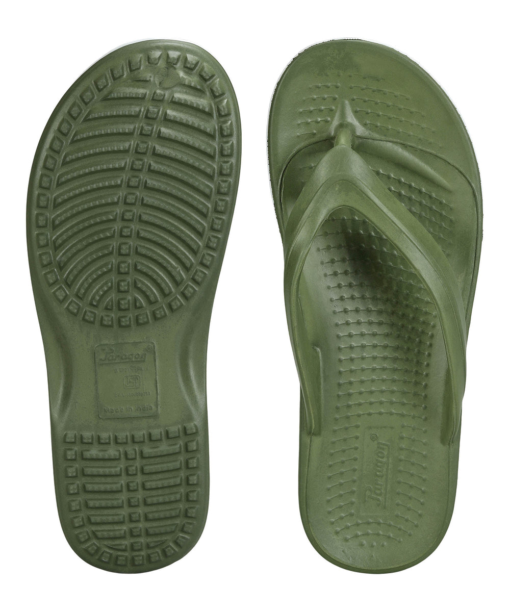 Paragon Men's Lightweight Olive Green Flip Flops for Everyday Use