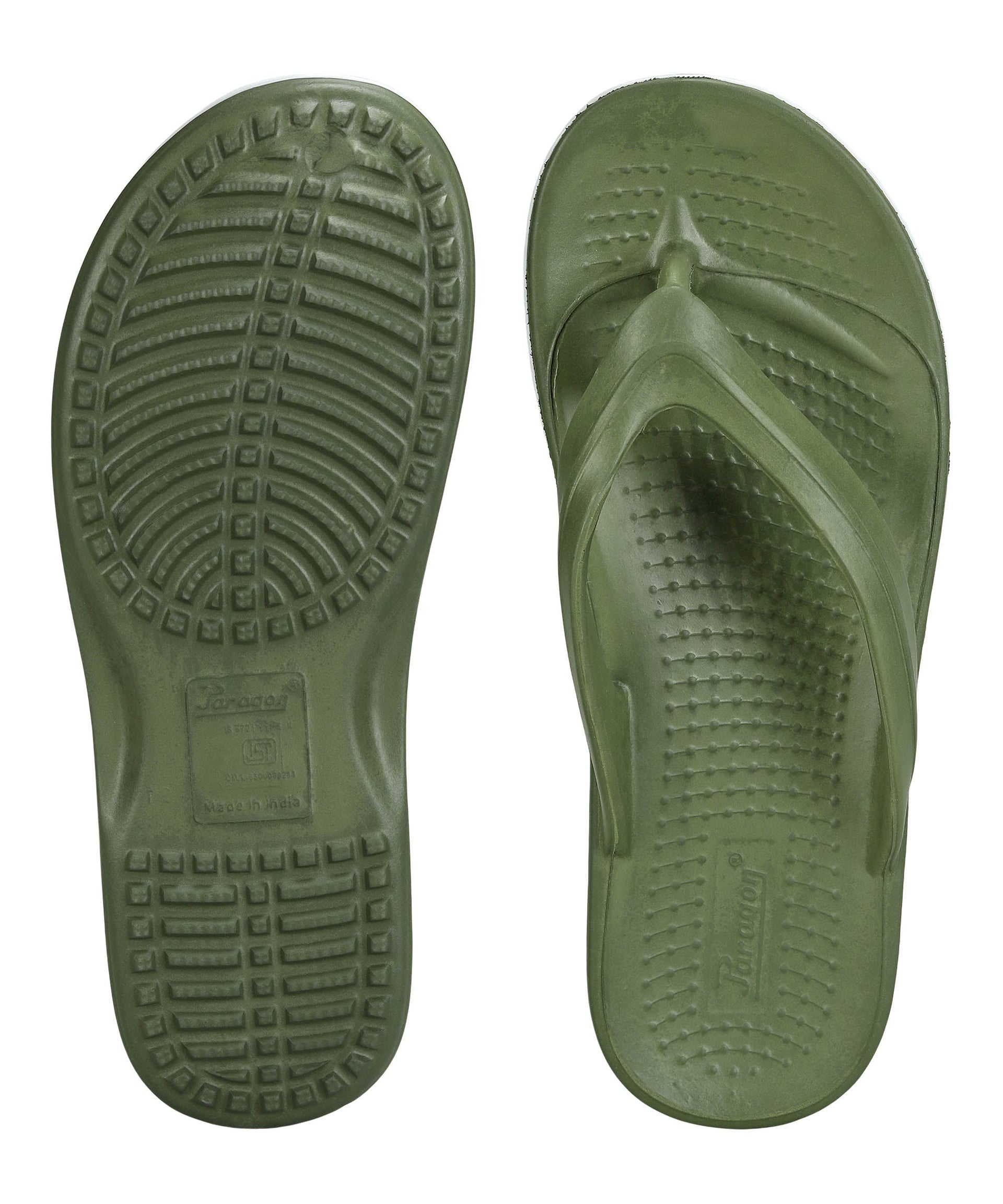 Paragon Men&#39;s Lightweight Olive Green Flip Flops for Everyday Use