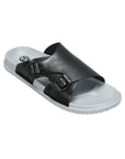 Paragon Men's Black Grey Slip-on Sandals for Men | Comfortable Sole & Durable