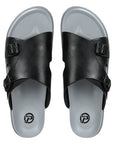 Paragon Men's Black Grey Slip-on Sandals for Men | Comfortable Sole & Durable
