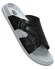 Paragon Men's Black Grey Slip-on Sandals for Men | Comfortable Sole & Durable