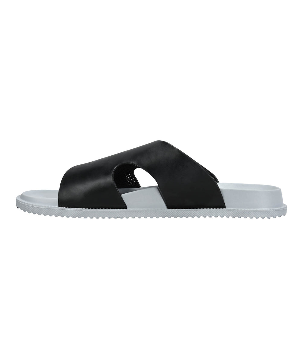 Paragon Men's Black Grey Slip-on Sandals for Men | Comfortable Sole &amp; Durable