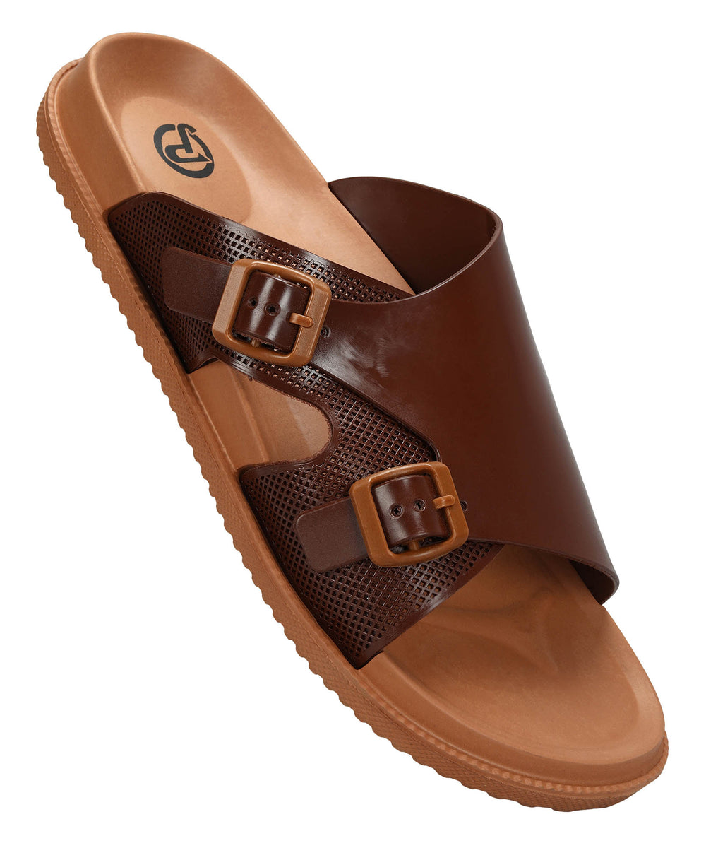 Paragon Men's Brown Tan Slip-on Sandals for Men | Comfortable Sole &amp; Durable