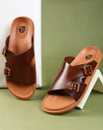 Paragon Men's Brown Tan Slip-on Sandals for Men | Comfortable Sole & Durable