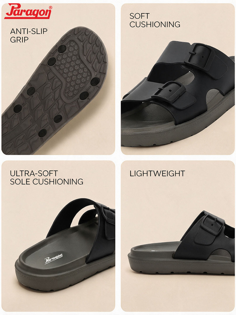 Paragon Men Sandals Comfortable Dual Buckle Strap Lightweight for Daily Outdoor Use