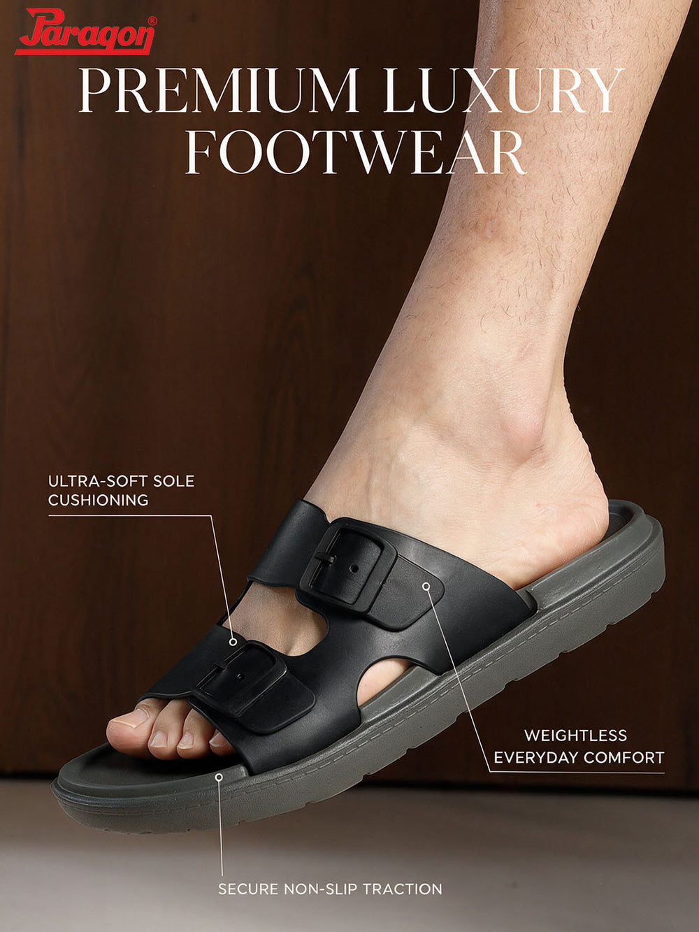 Paragon Men Sandals Comfortable Dual Buckle Strap Lightweight for Daily Outdoor Use