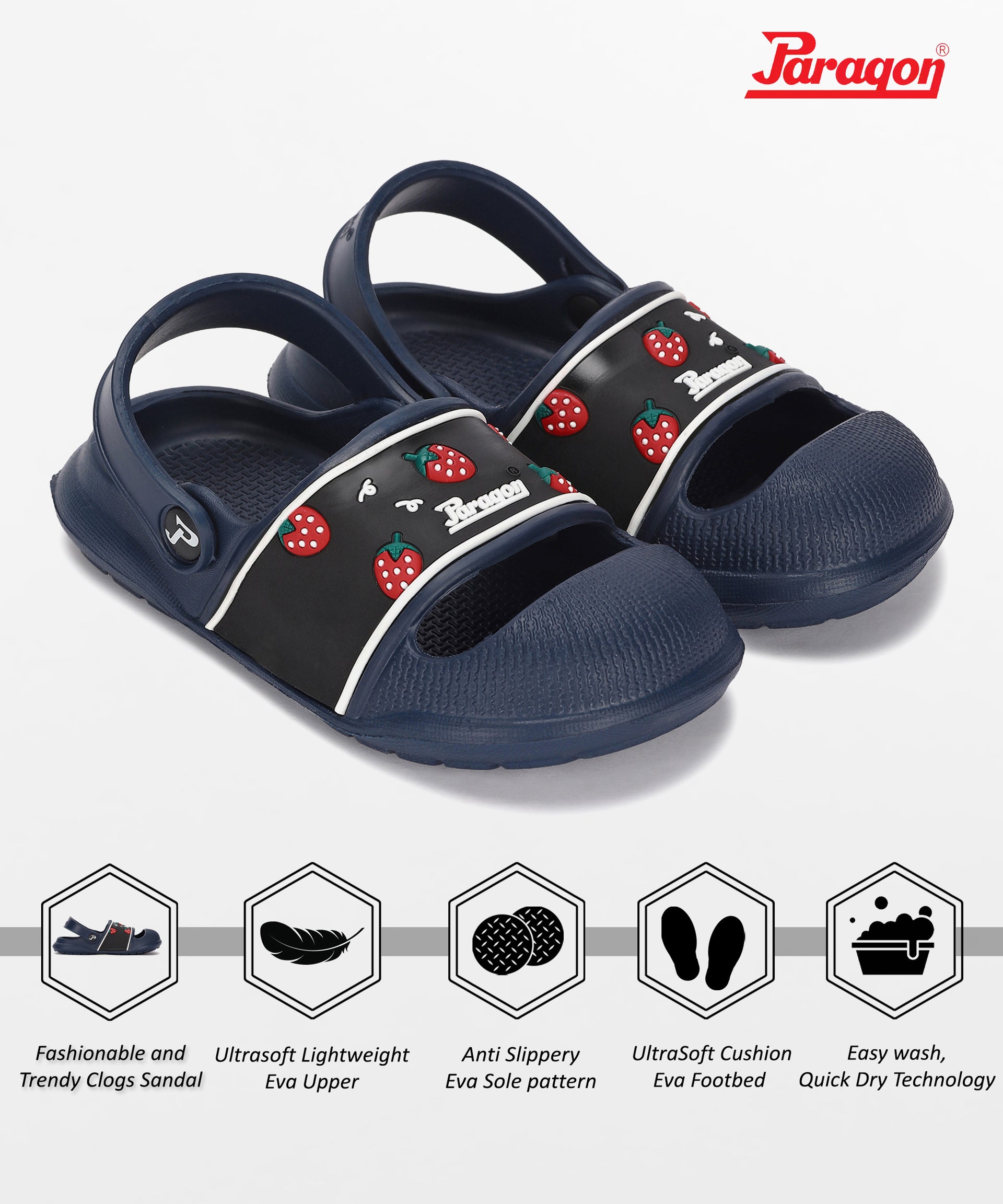 Paragon EVK8000C Kids Casual Fashion Clogs | Comfortable Trendy Outdoor Indoor Clogs for Boys &amp; Girls