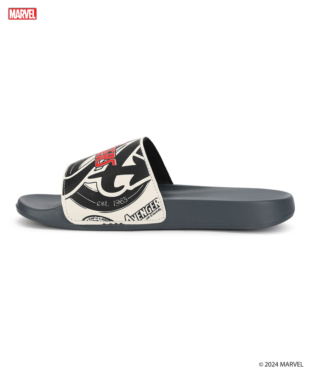 Marvel Avengers' EVMK10921G Men's White Sliders | Trendy Sliders with Durable &amp; Cushioned Sole Construction | Waterproof &amp; Lightweight, Perfect for Everyday Casual Wear