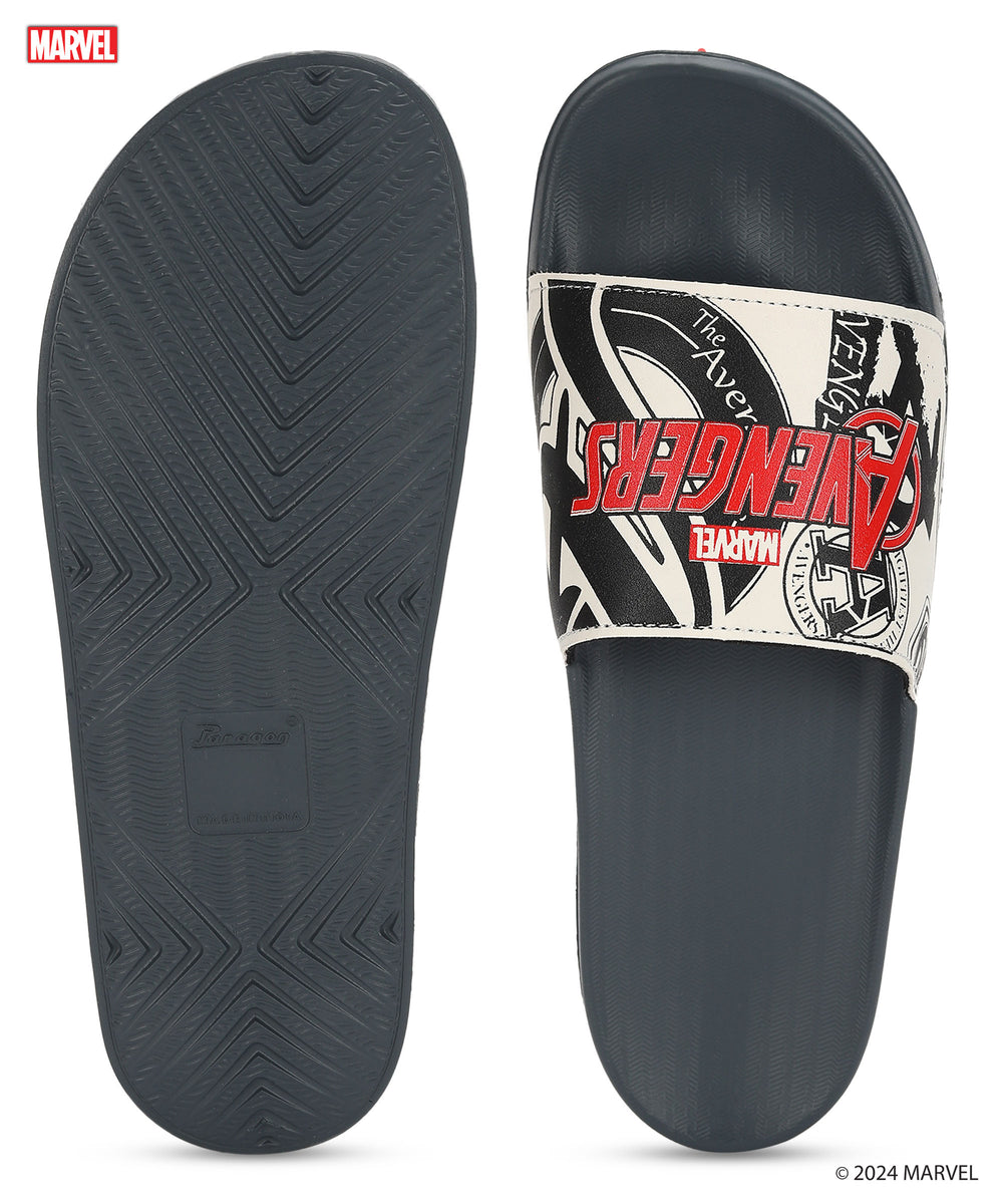 Marvel Avengers' EVMK10921G Men's White Sliders | Trendy Sliders with Durable &amp; Cushioned Sole Construction | Waterproof &amp; Lightweight, Perfect for Everyday Casual Wear