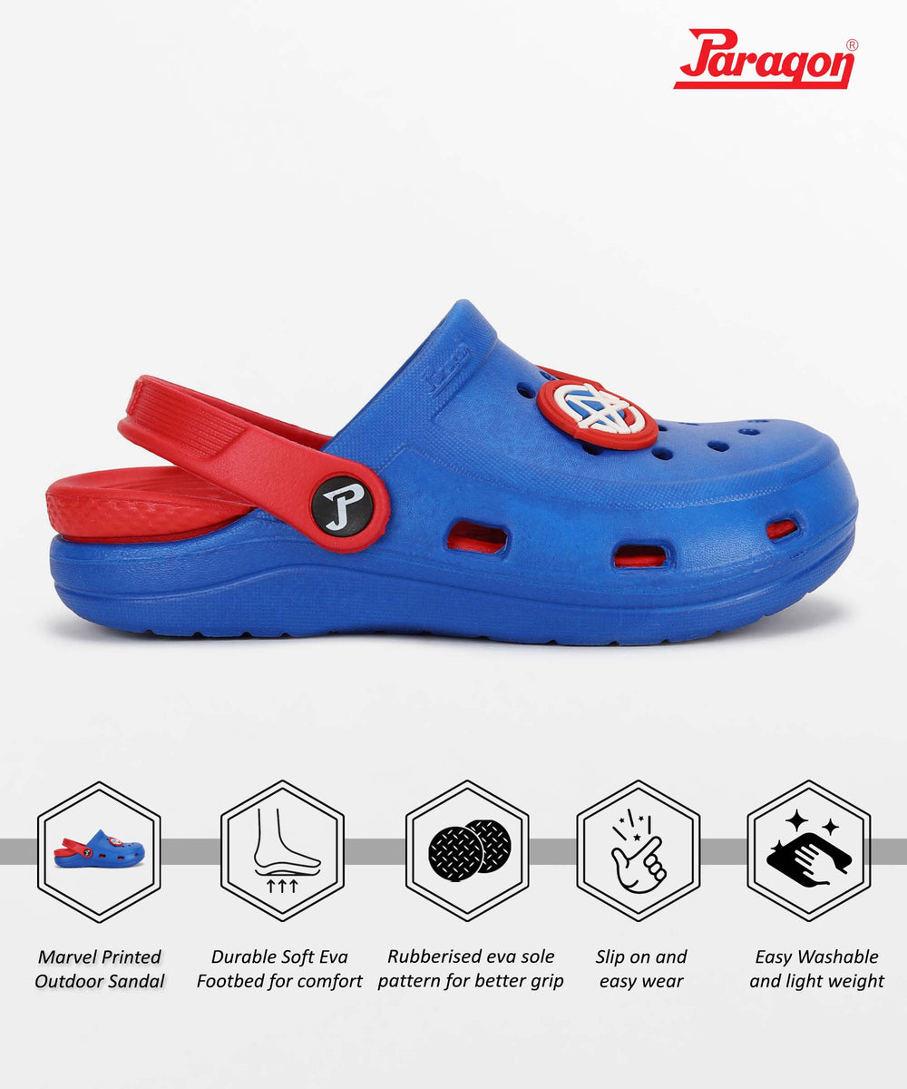 Marvel Captain America EVMK8013K Kids' Casual Clogs | Stylish Clogs for Kids with Durable Sole, Cushioned Foot Support &amp; Sturdy Build | Ideal for Outdoor Use
