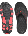 Paragon Black and Red Ultra-Durable Everyday Flip Flops for Men