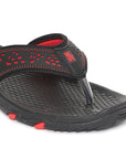 Paragon Black and Red Ultra-Durable Everyday Flip Flops for Men