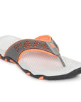 Paragon Grey and Orange Ultra-Durable Everyday Flip Flops for Men