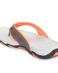 Paragon Grey and Orange Ultra-Durable Everyday Flip Flops for Men