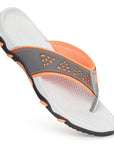 Paragon Grey and Orange Ultra-Durable Everyday Flip Flops for Men