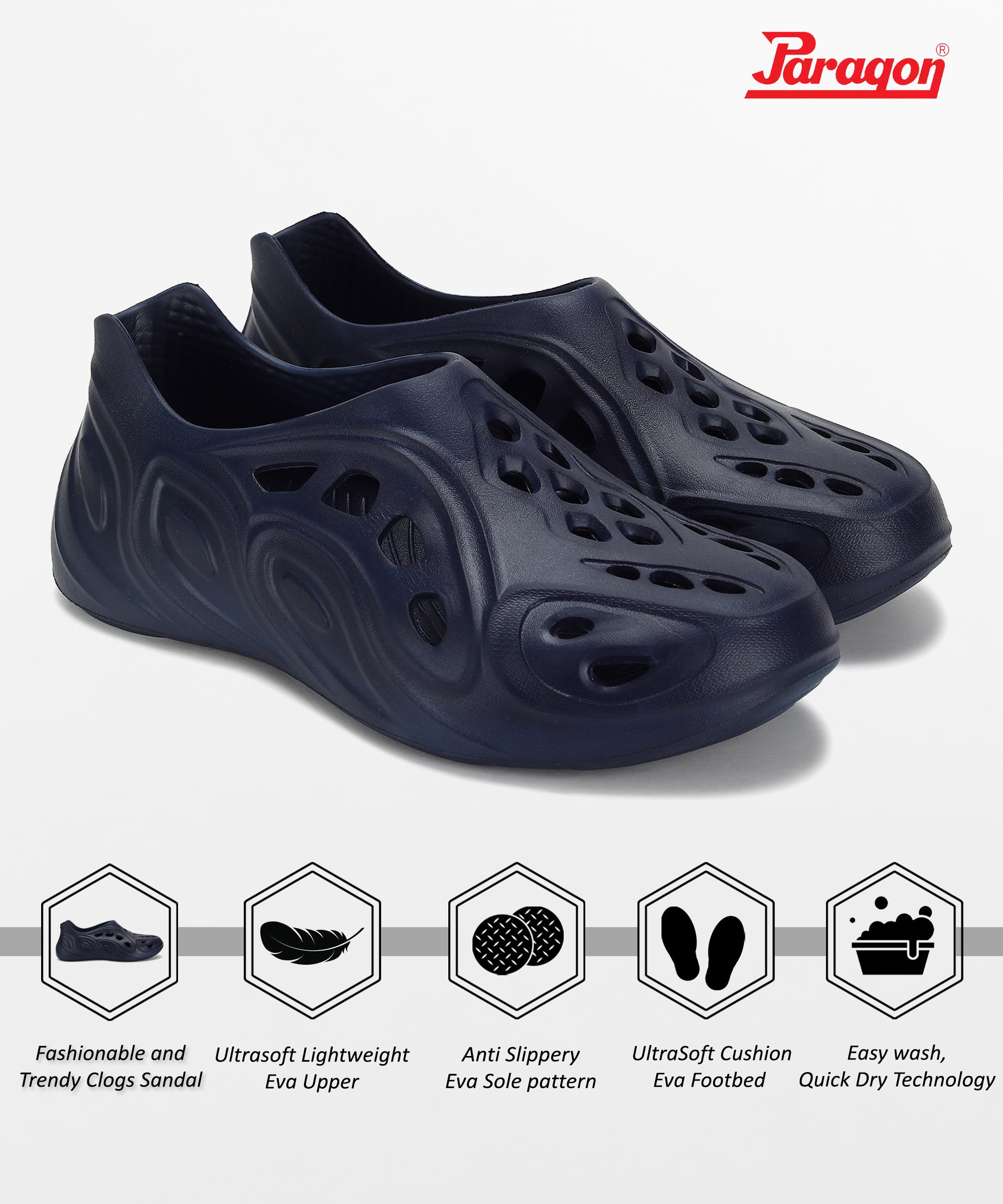 Paragon K10919G Men Casual Clogs | Stylish, Anti-Skid, Durable | Casual &amp; Comfortable | For Everyday Use