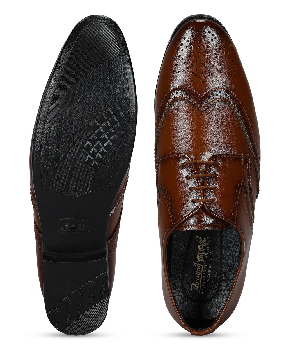 Paragon Men's Tan Formal Shoes| Trendy, Durable &amp; Sturdy for Outdoor Wear