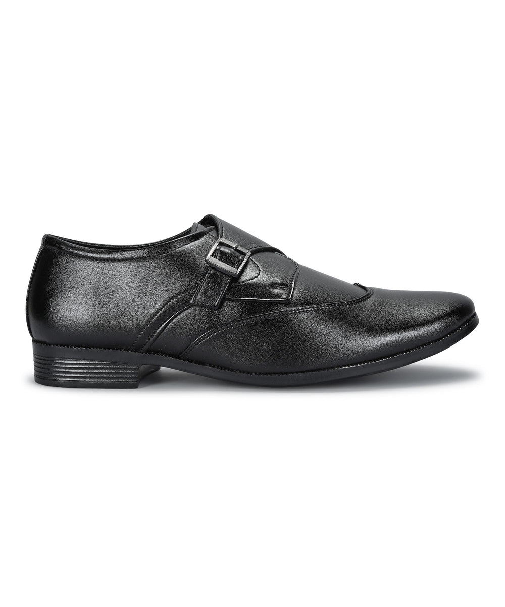 Paragon Men's Black Formal Shoes with Buckle| Durable &amp; Sturdy for Outdoor Wear