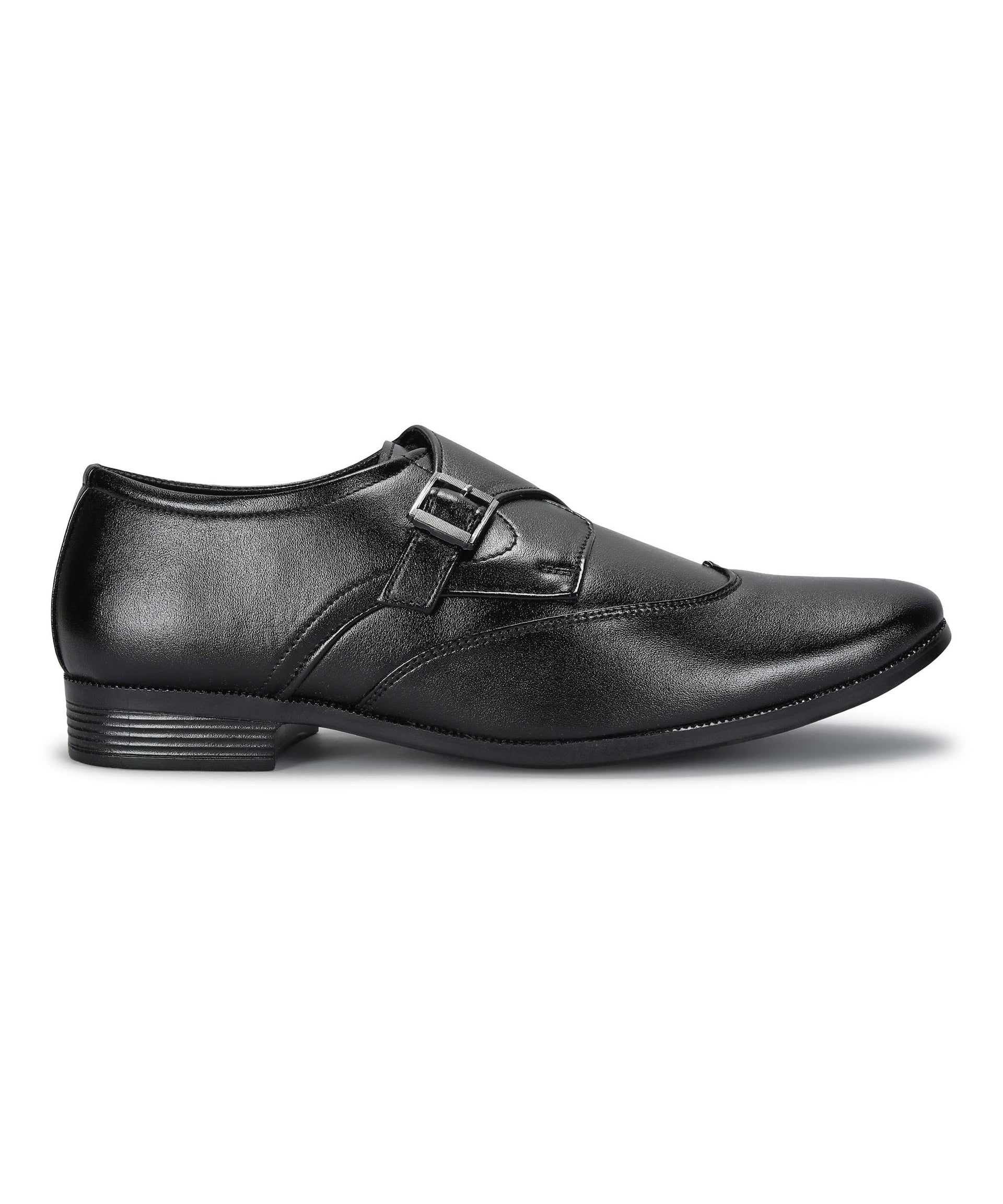 Paragon Men&#39;s Black Formal Shoes with Buckle| Durable &amp; Sturdy for Outdoor Wear