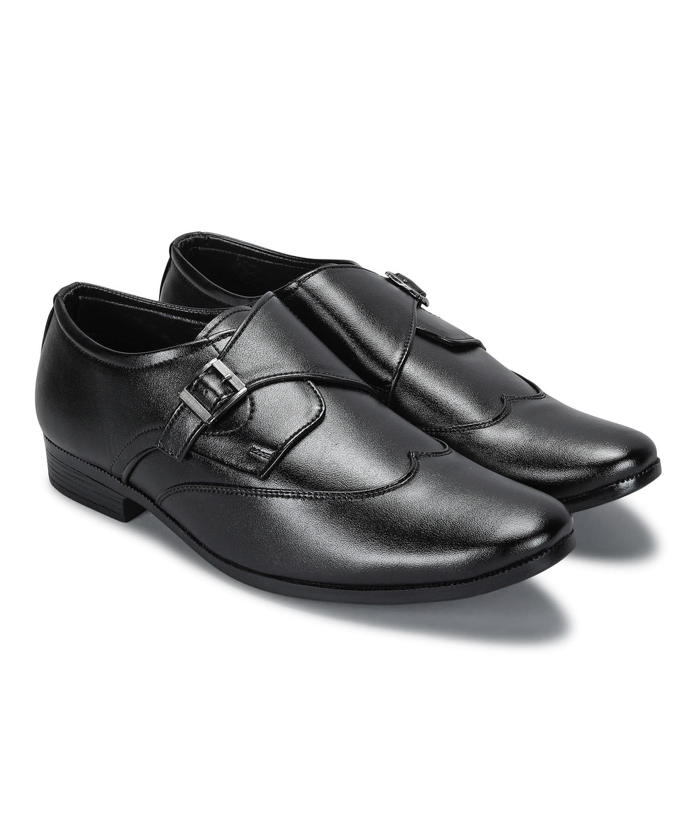 Paragon Men's Black Formal Shoes with Buckle| Durable &amp; Sturdy for Outdoor Wear