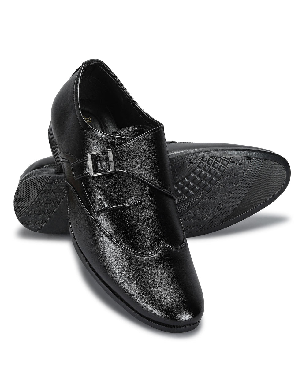 Paragon Men's Black Formal Shoes with Buckle| Durable &amp; Sturdy for Outdoor Wear