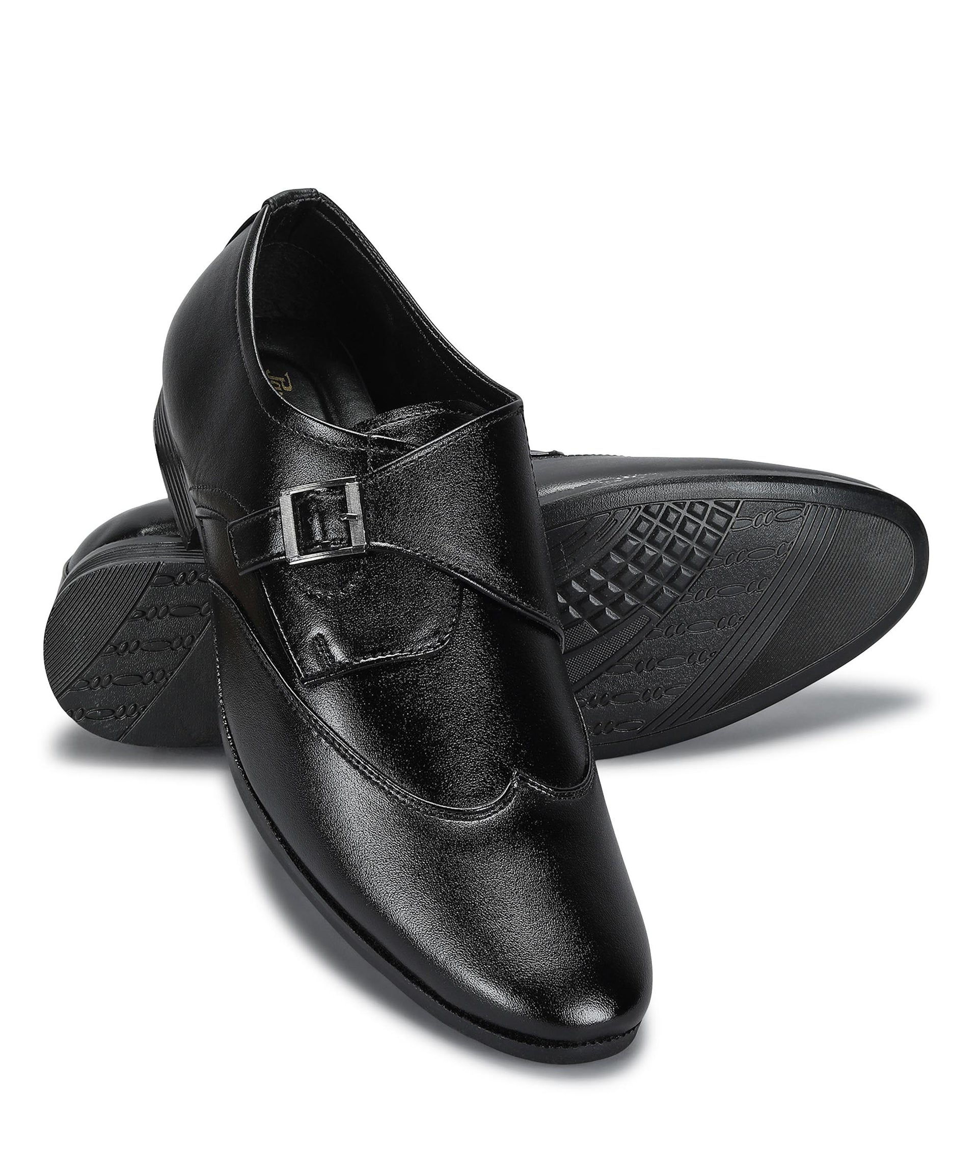 Paragon Men&#39;s Black Formal Shoes with Buckle| Durable &amp; Sturdy for Outdoor Wear