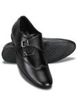 Paragon Men's Black Formal Shoes with Buckle| Durable & Sturdy for Outdoor Wear