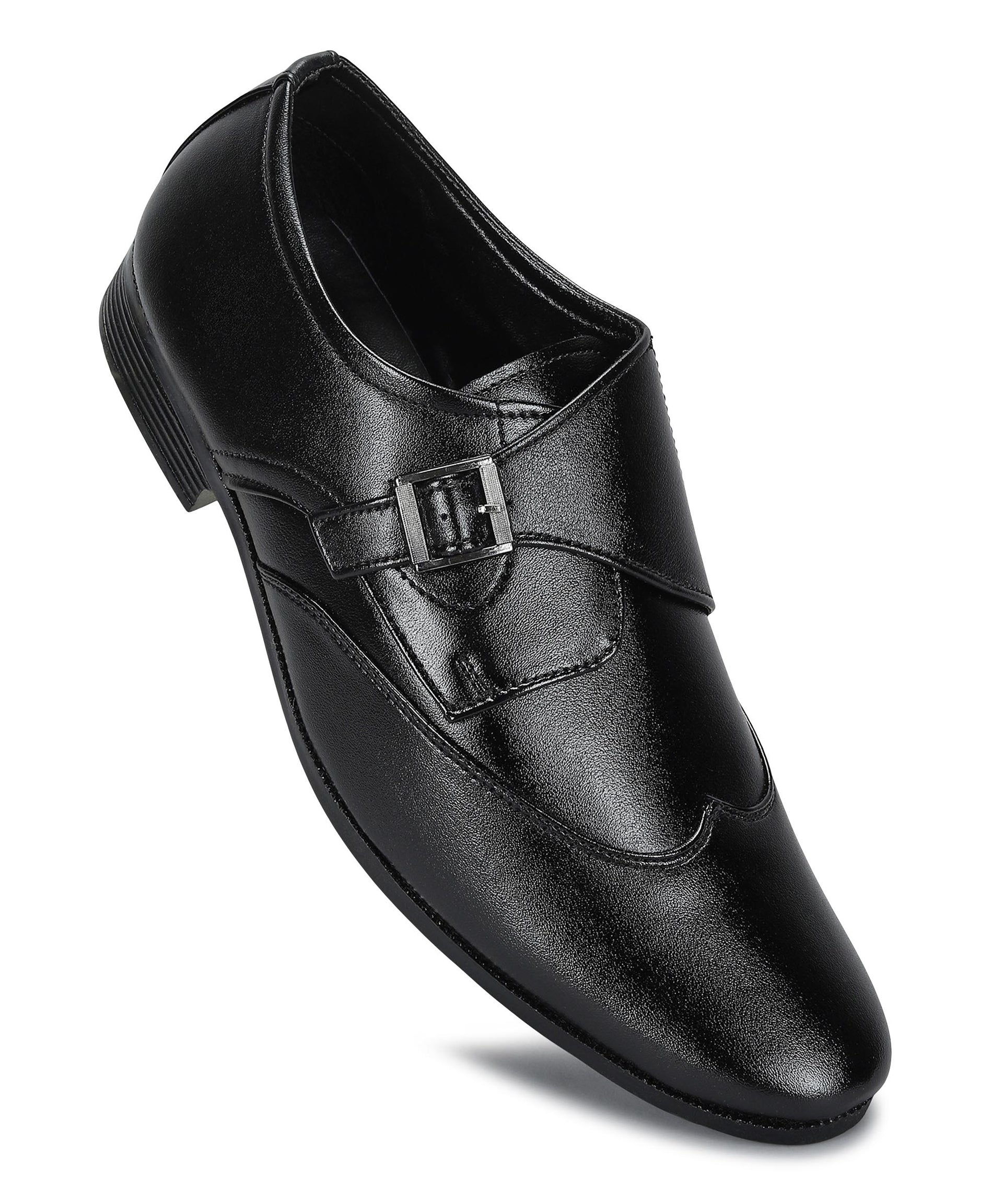 Paragon Men&#39;s Black Formal Shoes with Buckle| Durable &amp; Sturdy for Outdoor Wear